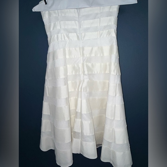 White House | Black Market WHBM White Strapless Stripe Dot Dress Size 00 - Picture 6 of 9